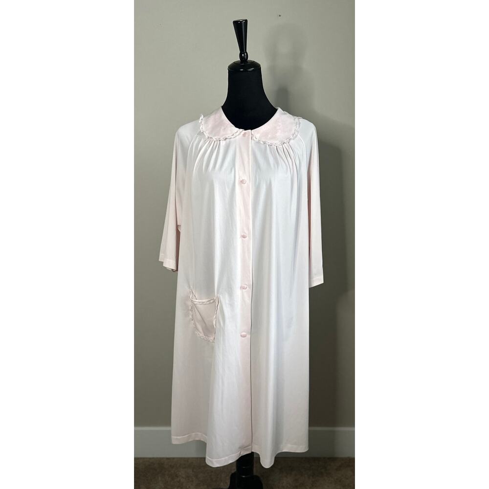 ShadowLine Vintage Nightgown Robe 3/4 Sleeve Lace Detail in Pale Pink Size L